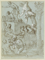 H 110
<br/>
Figuurstudies in landschap
<br/>
<em>Grimaldi, Giovanni Francesco (1606-1680)</em>